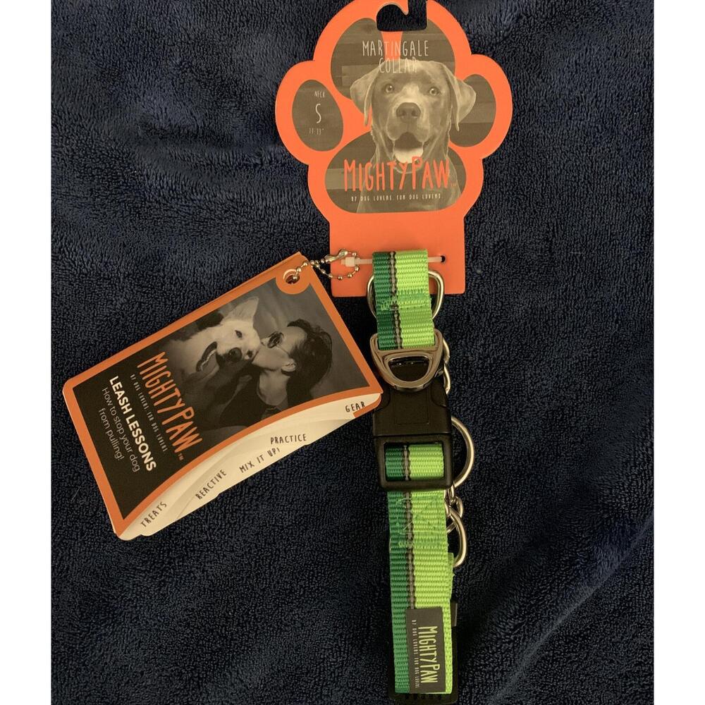 Dog Martingale Slip Collar Sz Small 11-13 Green Mighty Paw Trainer Approved